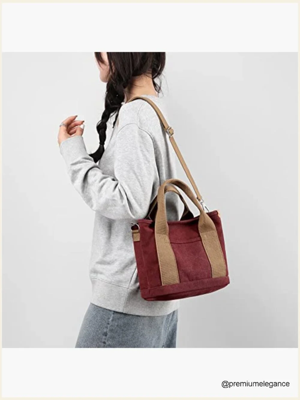 Canvas Satchel Hobo Tote Crossbody Bag 6 Pockets Zipper Travel Work